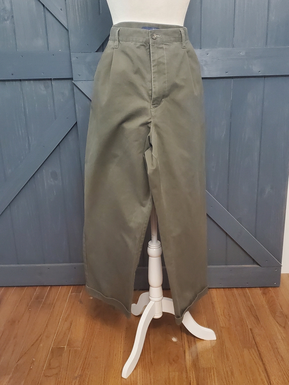 Basic Editions Olive Green Wide-Leg Chinos